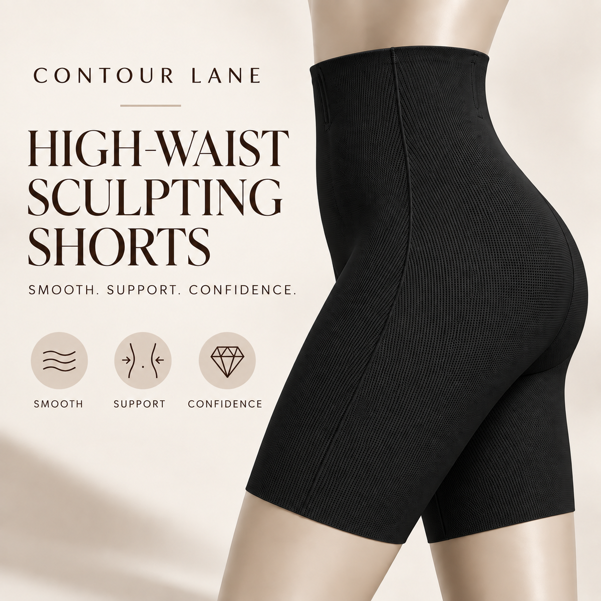 Contour Lane High-Waisted Tummy Control & Butt-Lifting Shapewear Shorts