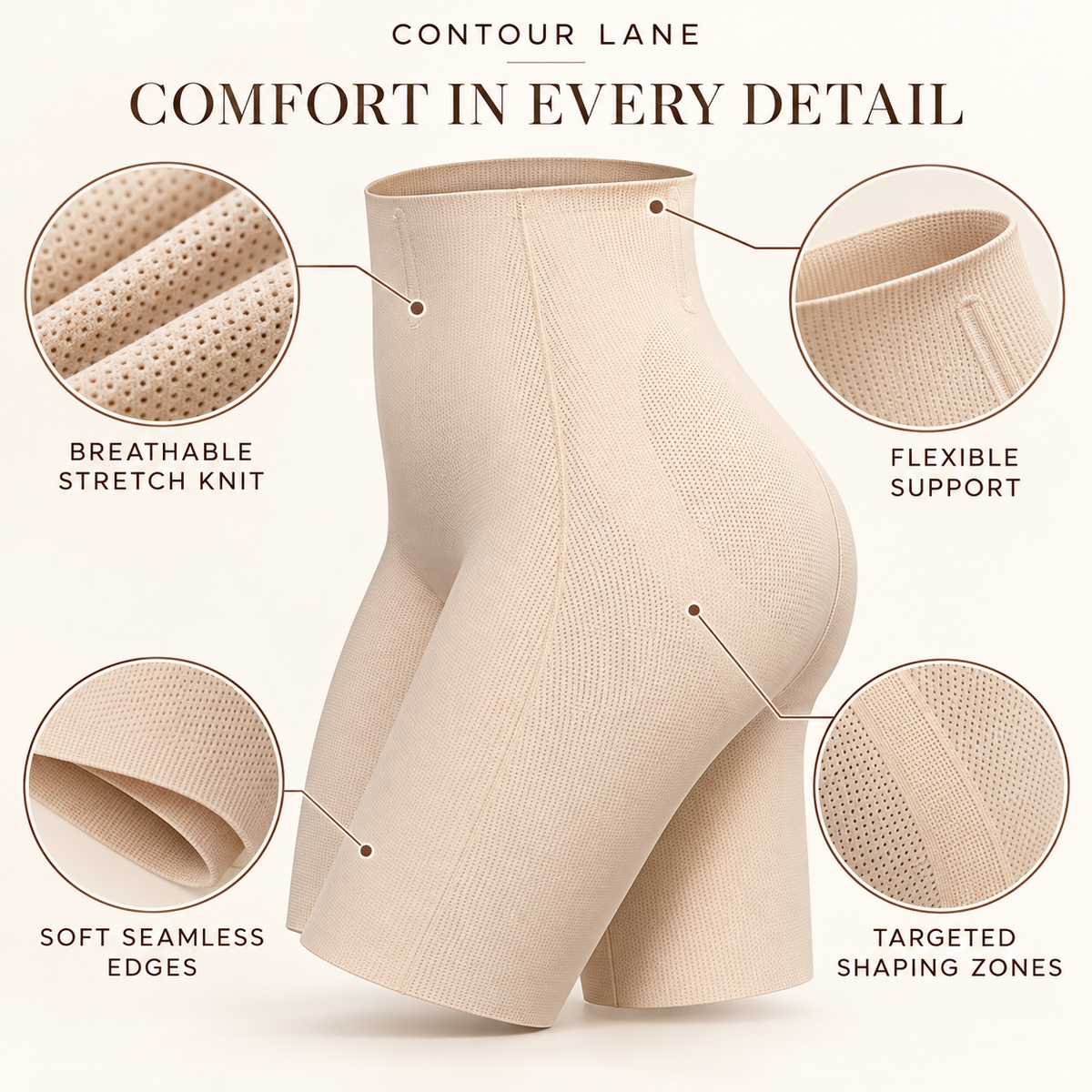 Contour Lane High-Waisted Tummy Control & Butt-Lifting Shapewear Shorts