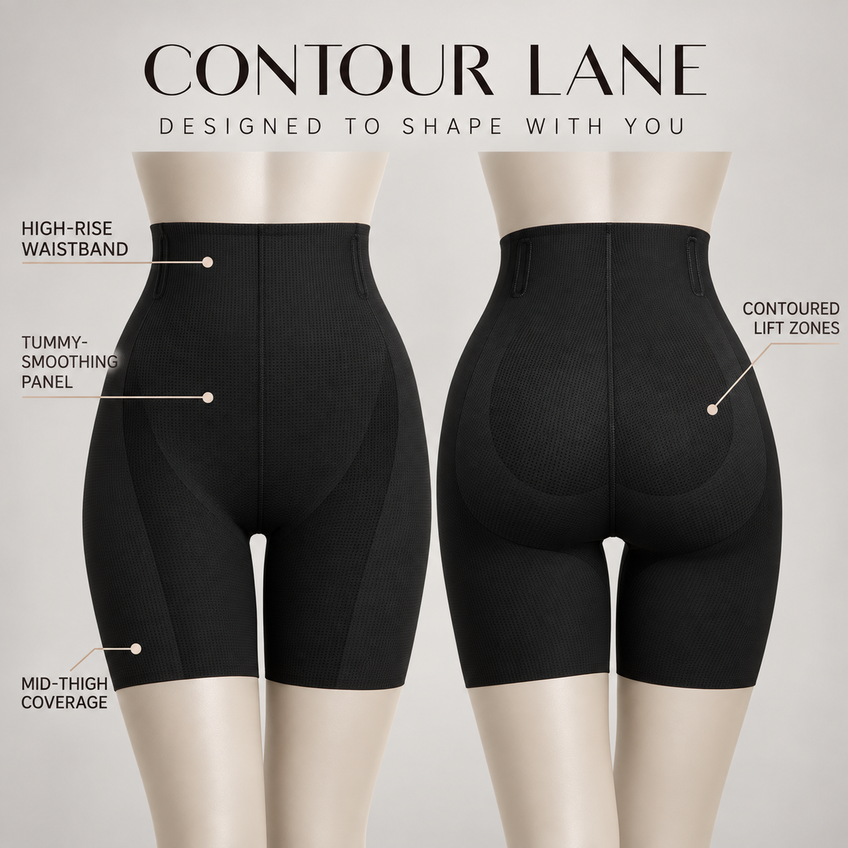 Contour Lane High-Waisted Tummy Control & Butt-Lifting Shapewear Shorts